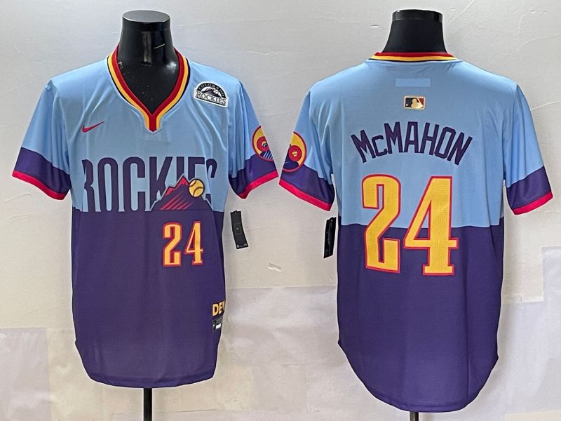 Men Colorado Rockies #24 Mcmahon Purple blue Joint Name 2025 Nike MLB Jersey style 4